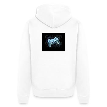Contrôleur néon bleu 3D - Veste à capuche bio Premium Unisexe - blanc - Dos - Thijin (182cm)