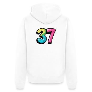 37 Nombre Coloré - Veste à capuche bio Premium Unisexe - blanc - Dos - Thijin (182cm)