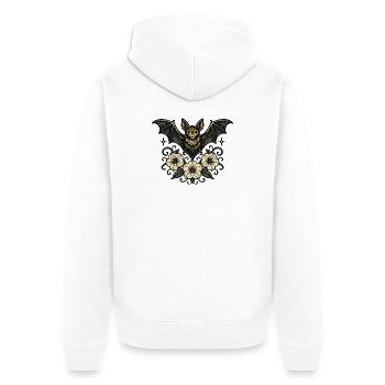 Hibiscus chauve-souris nocturne - Veste à capuche bio Premium Unisexe - blanc - Dos - Thijin (182cm)