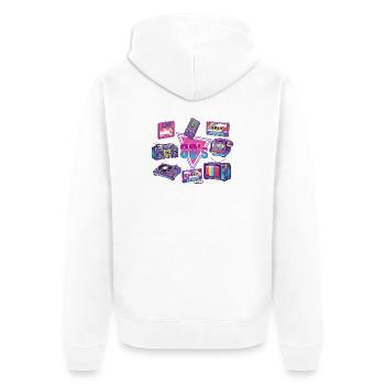 80’s Retro 1980s Music Mixtape Vibes - Unisex Premium Organic Zip Hoodie - white - Back - Thijin (182cm)