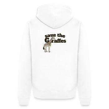 Save the Giraffes Giraffe Art Tee - Unisex Premium Organic Zip Hoodie - white - Back - Thijin (182cm)