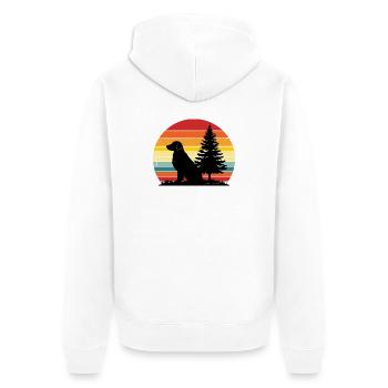 Retro Hund Silhouette Wald Sonnenuntergang - Unisex Premium Bio Zip Hoodie - Weiß - Hinten - Thijin (182cm)
