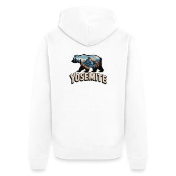 Yosemite Bär - Nationalpark Outdoor Design - Unisex Premium Bio Zip Hoodie - Weiß - Hinten - Thijin (182cm)