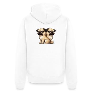 Süßer Mops Cartoon Freunde Freundschaft Zwillinge - Unisex Premium Bio Zip Hoodie - Weiß - Hinten - Thijin (182cm)