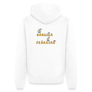 Endlich Frühling mit Blumen und Schmetterlinge - Unisex Premium Bio Zip Hoodie - Weiß - Hinten - Thijin (182cm)