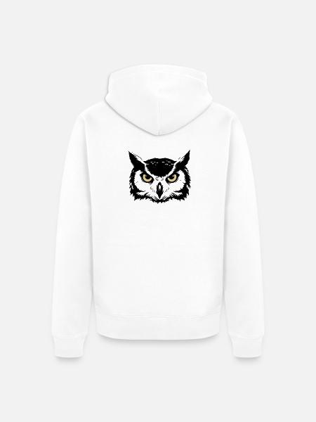 Mystic Owl Head Nature - Unisex Premium Organic Zip Hoodie - white