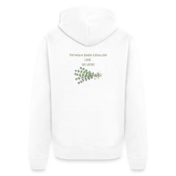 Thyme a favor and be quiet - Unisex Premium Organic Zip Hoodie - white - Back - Thijin (182cm)