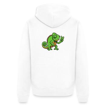 Chameleon Gentleman Peace Sign - Unisex Premium Organic Zip Hoodie - white - Back - Thijin (182cm)