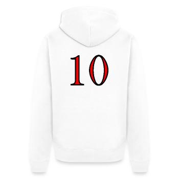 10. 10 YEARS. 10th ANNIVERSARY. 10 YEAR ANNIVERSARY. - Unisex Premium Organic Zip Hoodie - white - Back - Thijin (182cm)