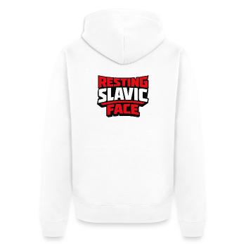 Resting Slavic Face Eastern Europe Saying - Unisex Premium Organic Zip Hoodie - white - Back - Thijin (182cm)