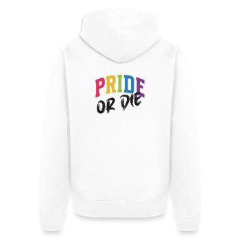 LGBT Pride Month - Pride or Die - Unisex Premium Organic Zip Hoodie - white - Back - Thijin (182cm)