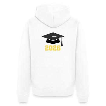 Doktorhut Abschluss 2026 - Unisex Premium Bio Zip Hoodie - Weiß - Hinten - Thijin (182cm)