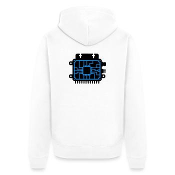 Mikrochip Platine IT Logo - Unisex Premium Bio Zip Hoodie - Weiß - Hinten - Thijin (182cm)