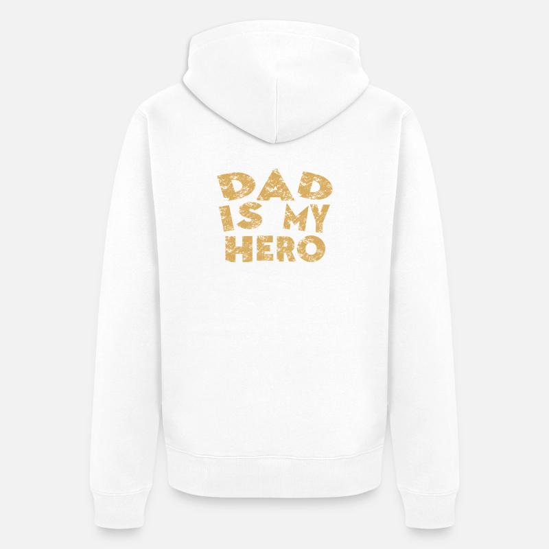 Papa est mon héros - Veste à capuche bio Premium Unisexe - blanc