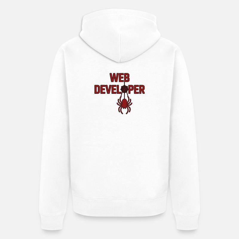 Web Developer Spider Logo Shirt - Unisex Premium Organic Zip Hoodie - white