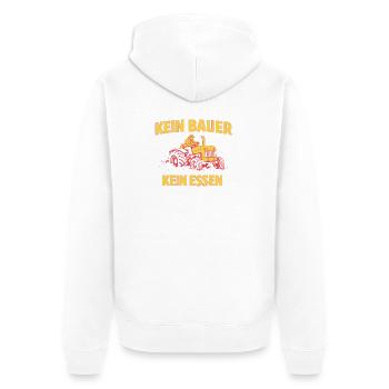 Kein Bauer Kein Essen Traktor - Unisex Premium Bio Zip Hoodie - Weiß - Hinten - Thijin (182cm)
