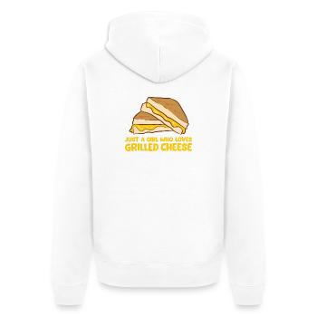 Gegrilltes Käsemädchen-Zitat-Tee - Unisex Premium Bio Zip Hoodie - Weiß - Hinten - Thijin (182cm)