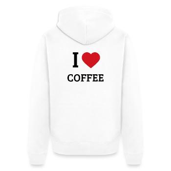 I Love Coffee Spruch – Lustiges Kaffee T-Shirt - Unisex Premium Bio Zip Hoodie - Weiß - Hinten - Thijin (182cm)