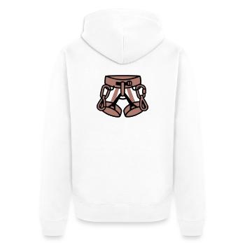 Klettergurt Bergsport Klettern Kletterhalle - Unisex Premium Bio Zip Hoodie - Weiß - Hinten - Thijin (182cm)