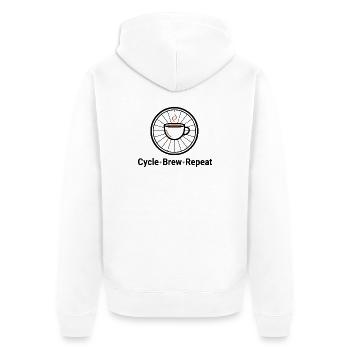 Cycle Brew Repeat Coffee Gear - Unisex Premium Organic Zip Hoodie - white - Back - Thijin (182cm)