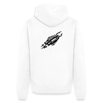 Exhaust Symbol Kmh - Unisex Premium Organic Zip Hoodie - white - Back - Thijin (182cm)