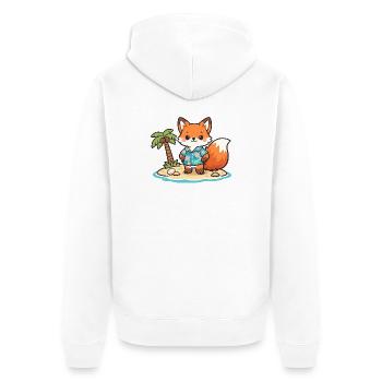 Escapade de l’île du Petit Renard - Veste à capuche bio Premium Unisexe - blanc - Dos - Thijin (182cm)