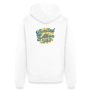 Limited Edition 1983 Birthday - Unisex Premium Organic Zip Hoodie - white - Back - Thijin (182cm)