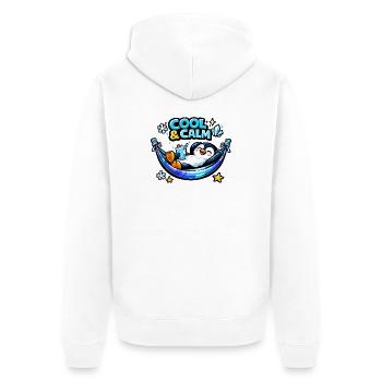 Cool & Calm Pinguin Entspannt - Unisex Premium Bio Zip Hoodie - Weiß - Hinten - Thijin (182cm)