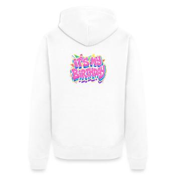 C’est mon anniversaire Colorfest de graffiti - Veste à capuche bio Premium Unisexe - blanc - Dos - Thijin (182cm)