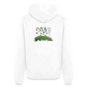 Flowers - Unisex Premium Organic Zip Hoodie - white - Back - Thijin (182cm)