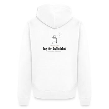 Body hier Kopf im Urlaub Lustiges Reise Shirt - Unisex Premium Bio Zip Hoodie - Weiß - Hinten - Thijin (182cm)