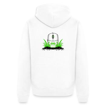 Geh und berühre Gras - Unisex Premium Bio Zip Hoodie - Weiß - Hinten - Thijin (182cm)
