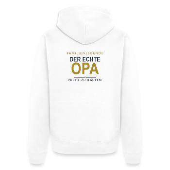 Der echte Opa Familienlegende - Unisex Premium Bio Zip Hoodie - Weiß - Hinten - Thijin (182cm)