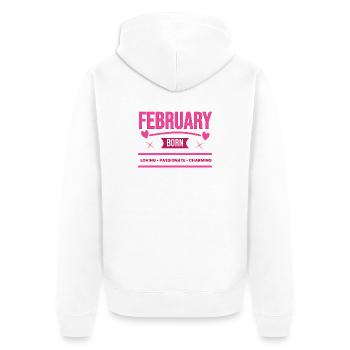 February Born Hearts - Unisex Premium Organic Zip Hoodie - white - Back - Thijin (182cm)