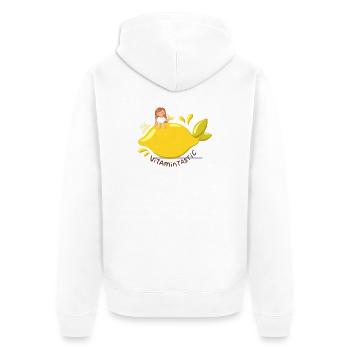 Vitamintastic Zitronen Girl - Unisex Premium Bio Zip Hoodie - Weiß - Hinten - Thijin (182cm)