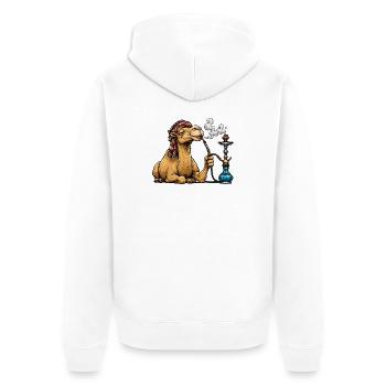 Kamel mit Shisha Cartoon - Unisex Premium Bio Zip Hoodie - Weiß - Hinten - Thijin (182cm)