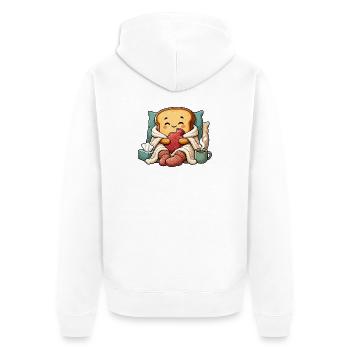 Pain câlin Chaleur du cœur - Veste à capuche bio Premium Unisexe - blanc - Dos - Thijin (182cm)