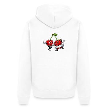 Tanzende Kirschen - Unisex Premium Bio Zip Hoodie - Weiß - Hinten - Thijin (182cm)