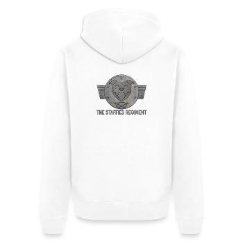 The staffies regiment - 133 - Unisex Premium Organic Zip Hoodie - white - Back - Thijin (182cm)