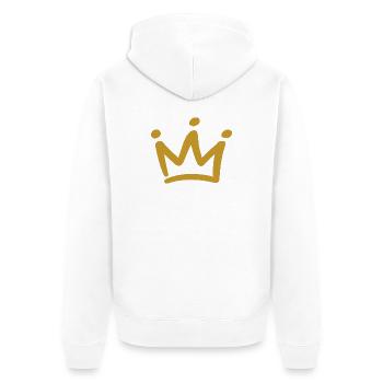 Gold Crown Emblem - Unisex Premium Organic Zip Hoodie - white - Back - Thijin (182cm)