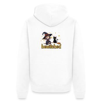Sorcière et chat dans la magie des étoiles - Veste à capuche bio Premium Unisexe - blanc - Dos - Thijin (182cm)
