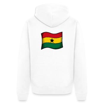 Drapeau du Ghana Étoile rouge or vert - Veste à capuche bio Premium Unisexe - blanc - Dos - Thijin (182cm)
