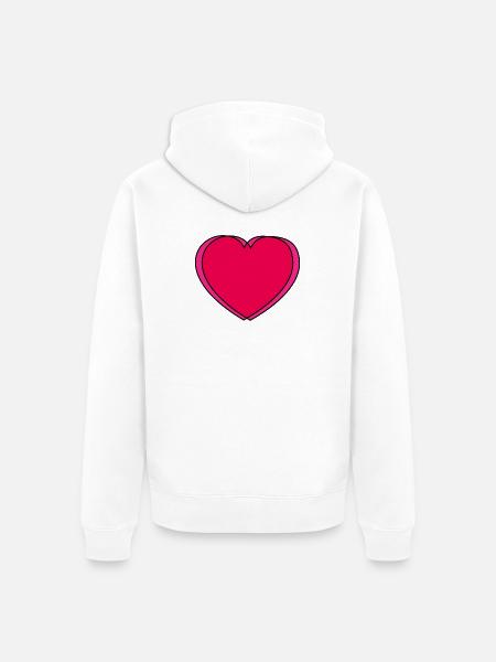 Pop-Art Herz in Pink & Rot - Unisex Premium Bio Zip Hoodie - Weiß