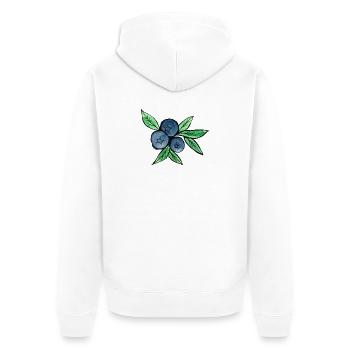 Blaubeer-Aquarellzweige - Unisex Premium Bio Zip Hoodie - Weiß - Hinten - Thijin (182cm)