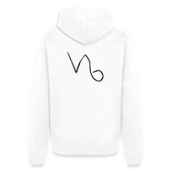 Sternzeichen Steinbock handgezeichnet - Unisex Premium Bio Zip Hoodie - Weiß - Hinten - Thijin (182cm)