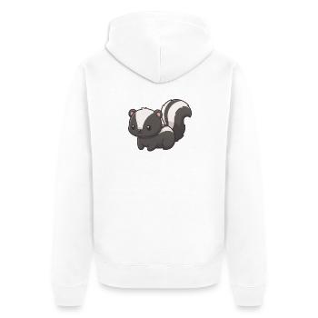 Stinktier - Unisex Premium Bio Zip Hoodie - Weiß - Hinten - Thijin (182cm)