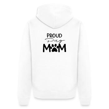 Stolze Puggy Mutter, Mops - Unisex Premium Bio Zip Hoodie - Weiß - Hinten - Thijin (182cm)