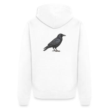 Great European Raven Black Grafik in Grau - Unisex Premium Bio Zip Hoodie - Weiß - Hinten - Thijin (182cm)