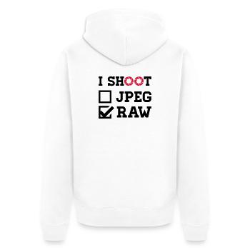 I Shoot – Fotografie Kamera Fotograf - Unisex Premium Bio Zip Hoodie - Weiß - Hinten - Thijin (182cm)
