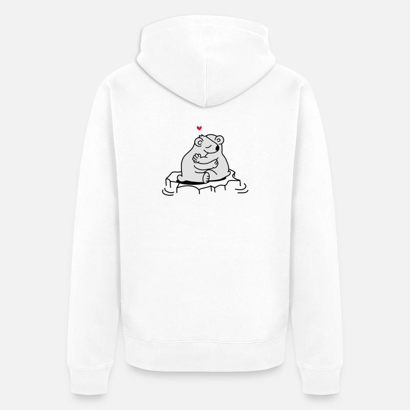 Zwei verliebte Eisbären - Unisex Premium Bio Zip Hoodie - Weiß